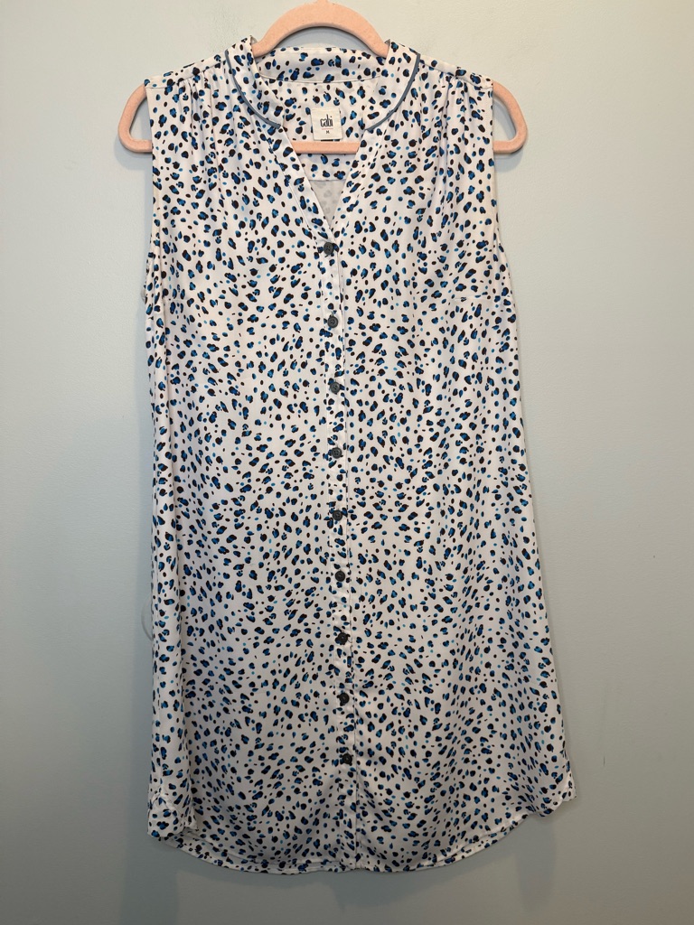 Cabi Camilla Sleeveless Leopard Print Shirt Dress Style 5233 Medium